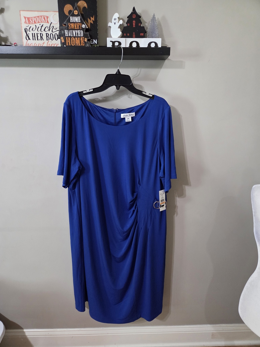 Laura Jeffries Royal Blue Midi Dress with Side Ruching